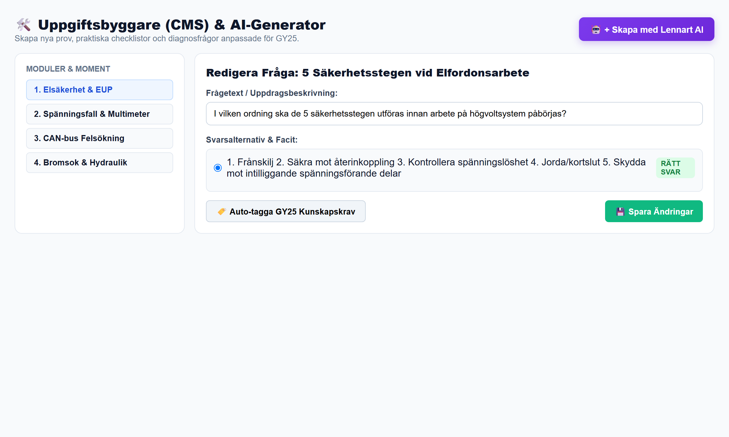 CMS och AI uppgiftsbyggare i FordonGY25